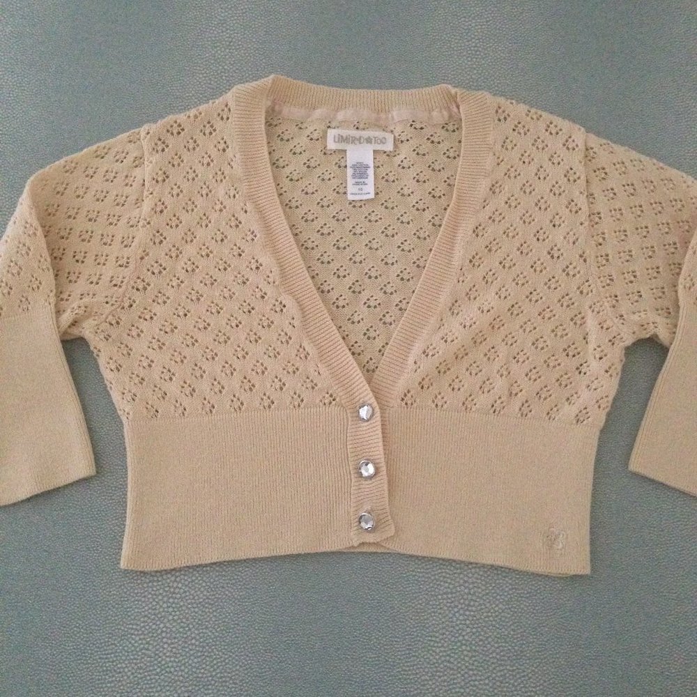 NWOT Limited Too cotton knit cardigan with rhinestone button